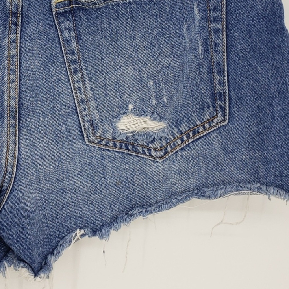 WE THE FREE Cut Off Denim Jean Shorts Distressed Frayed Raw Hem Mid Rise 28 - Picture 8 of 9